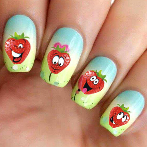  Funny Strawberry Design Nail Art